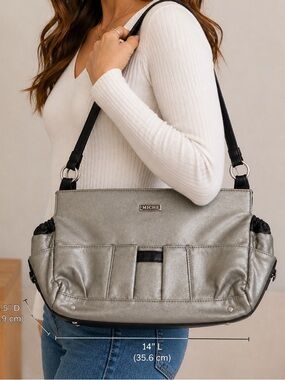 Miche Hayley Oewter Metallic Silver Convertible Purse Shell